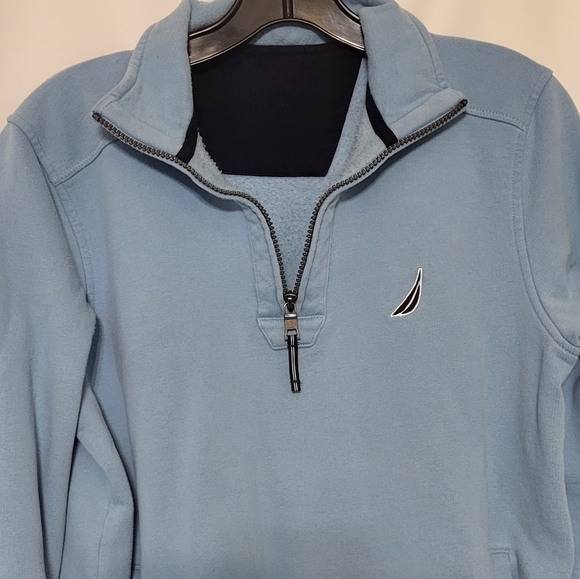 Nautica Men's Light Blue Quarter Zip Pullover Sweater Size Small EUC - Picture 3 of 7